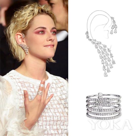 克里斯汀·斯图尔特（Kristen Stewart） in Messika白金钻石耳骨夹和戒指