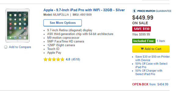 狂降1000元！苹果绝版9.7寸iPad Pro大降价