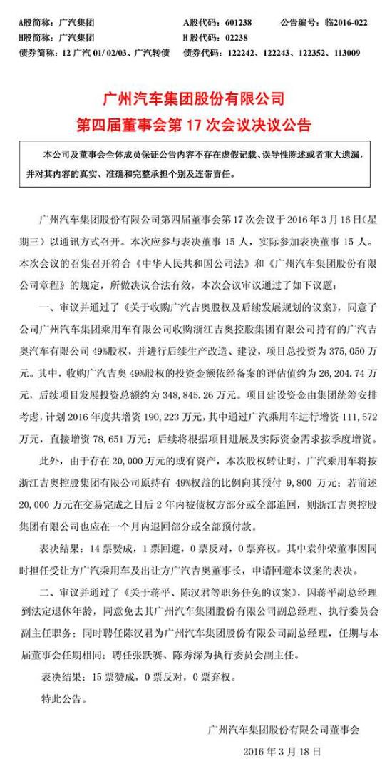 广汽拟37.5亿全资控股吉奥 全面升级改造