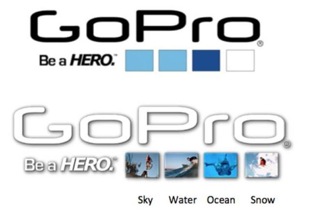 没错，四个框框就代表了四种不同类型的极限运动。从天上飞的到水上漂的，再到海里潜着的，雪上滑着的，GoPro就是这样和极限运动爱好者形影不离。这也就为公司树立了刺激、青春、荷尔蒙的品牌形象。这样根深蒂固的品牌形象的树立并非一朝一夕，GoPro是如何做到的呢？