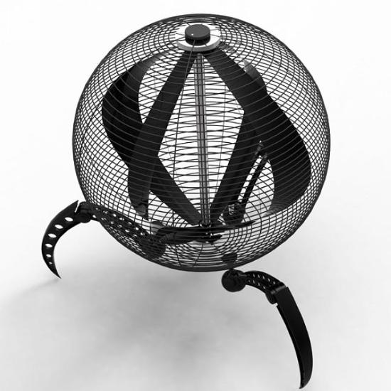 设计师Erjon Hatillari为Inart公司设计了这款极富现代感的Giko风扇，它看起来就像是蜘蛛腿与UFO合体后的外星生物，黑色的格调更让它显得酷劲十足。Giko拥有独特的旋转风叶和球面形状，这样设计的目的与优势在于：在同样的动作和能源基础上，Giko能比普通风扇产生更多的风力，并向每一个方向传送风力，让室内空气更快的流通循环。