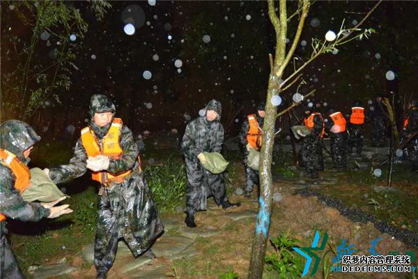 武汉野芷湖堤坝渗水 200余名子弟兵接力抢险