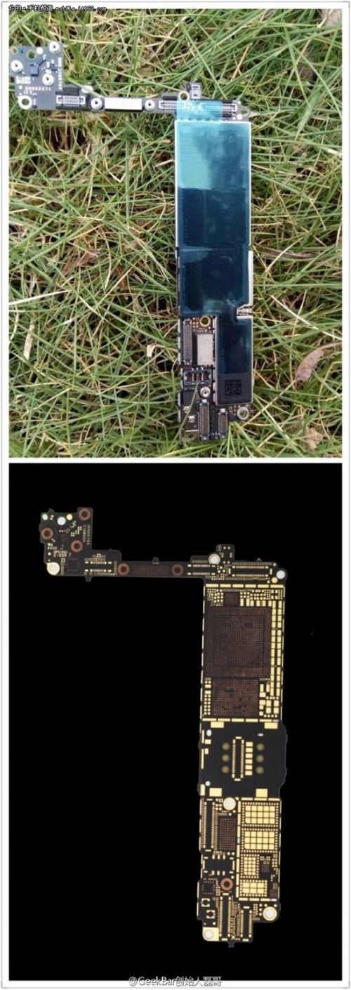 此前@GeekBar创始人磊哥 也曾放出数张iPhone7的主板谍照，值得注意的是这次放出的谍照为“真正的PCBA”，就是已经将电子元件贴合在主板上，虽然最关键的处理器没有展现出来，但值得注意的是，A10处理器安装的位置与之前iPhone6s的完全不同。