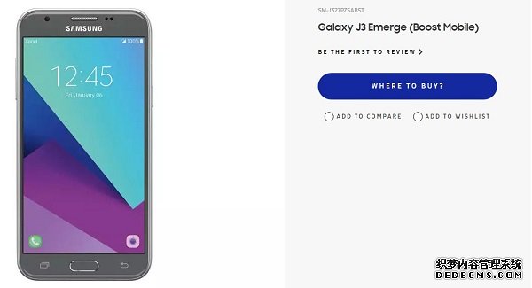 三星 Galaxy J3 Emerge 在美开放预订 