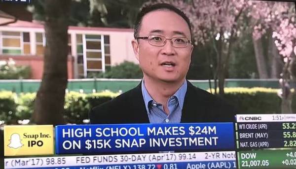 报码:【j2开奖】看看别人家的高中！1.5万美元投资Snapchat，如今套现2400万美元